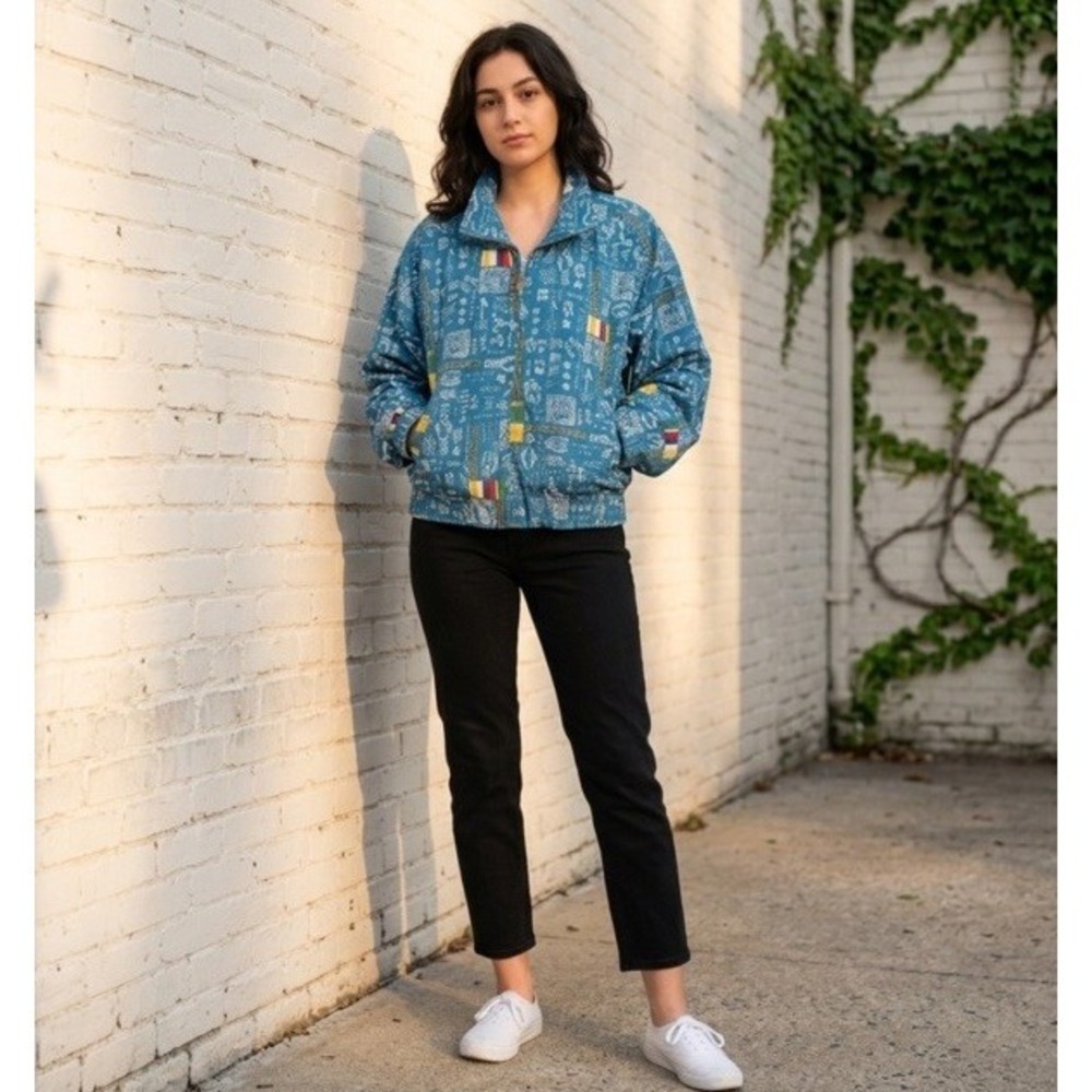 Vintage 90s Lizsport Small Nautical Yacht Club Windbreaker  Sailboat Mob Wife